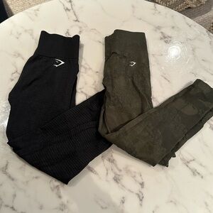 Black and green gymshark leggings